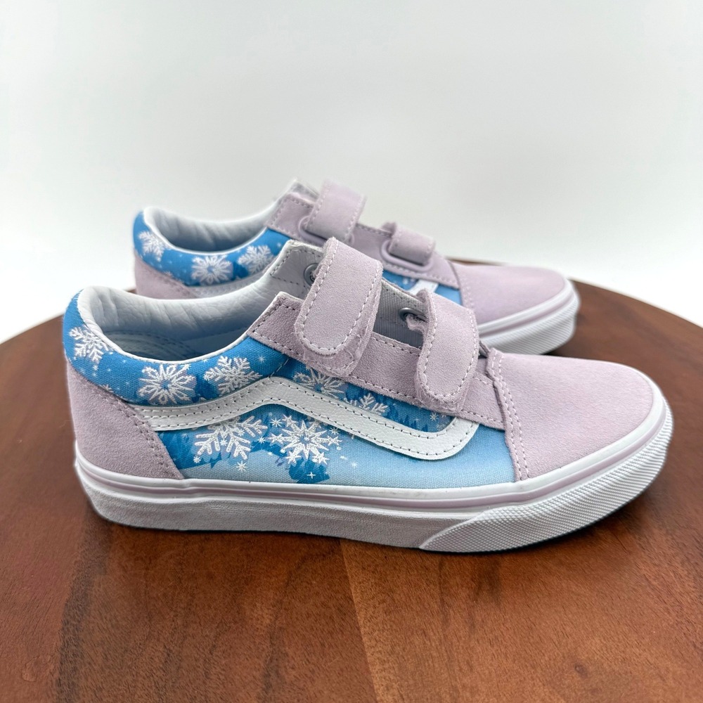 Vans Old Skool V Winter Wonderland/Snowflake Suede Canvas Sneakers Kids Size 3.0
